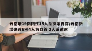 云南增19例阳性15人系投案自首/云南新增确诊6例4人为自首 2人系遣返